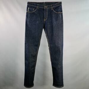 RALEIGH DENIM Size 34 Jones Indigo Twill Cotton Blend Straight Selvedge Jeans